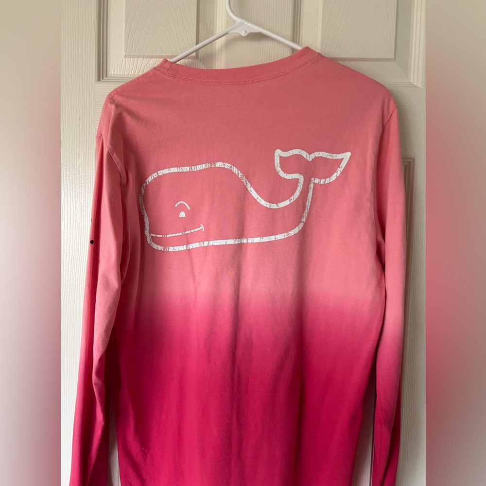 vineyard vines pink/red fade long sleeve shirt - small